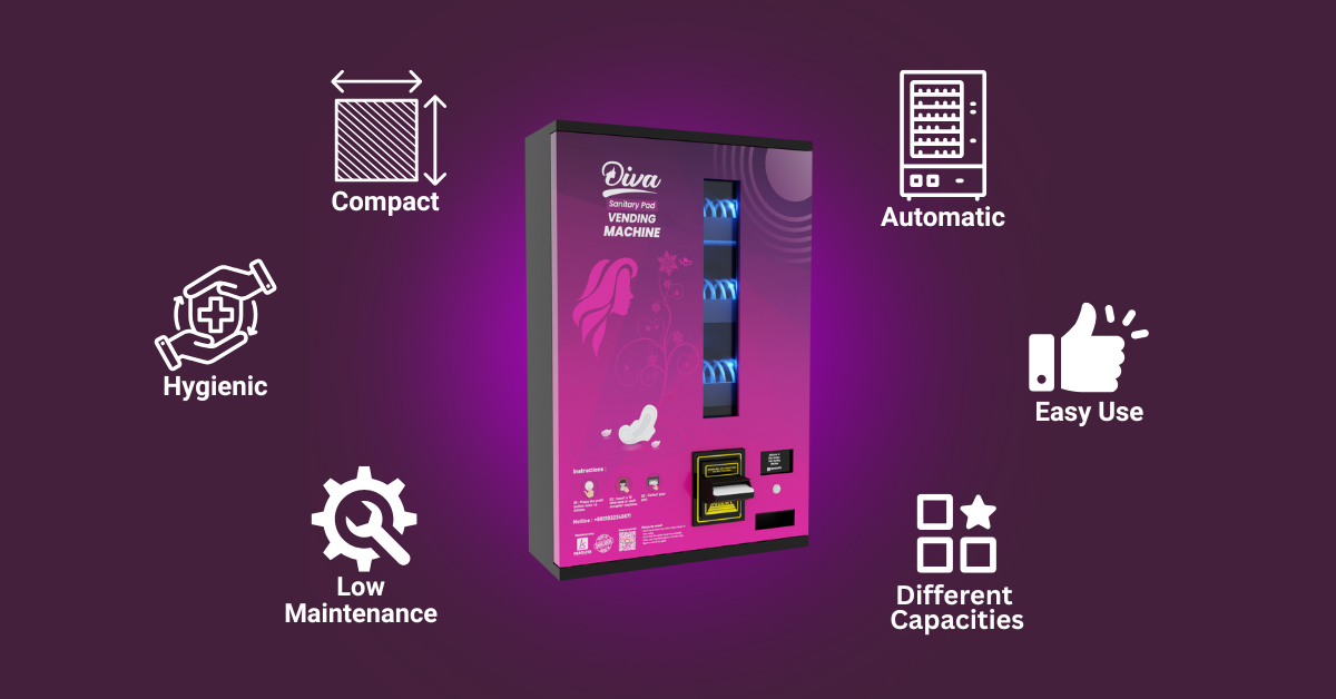 Sanitary napkin vending machine features